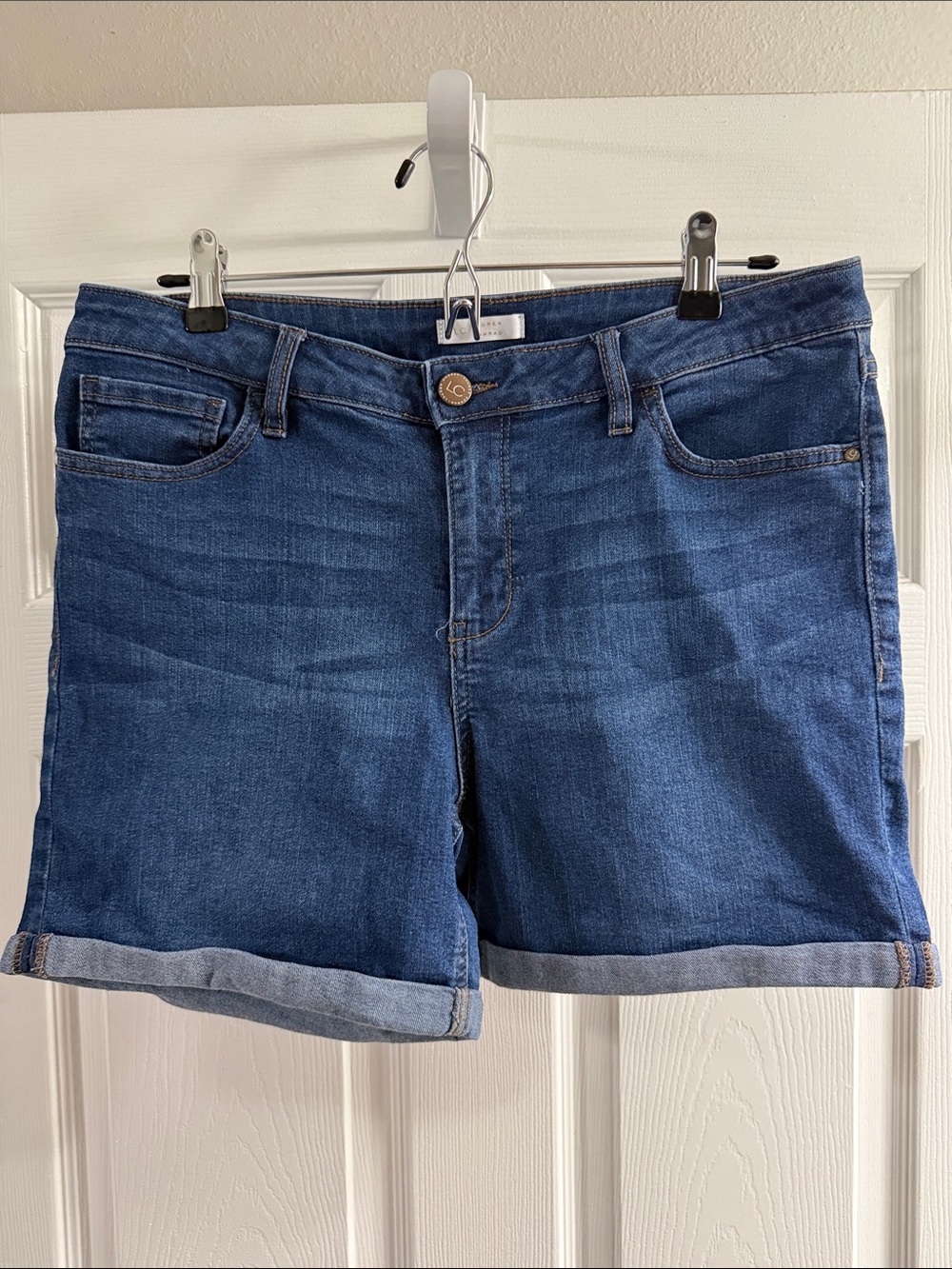 LC Lauren Conrad Blue Rolled-Hem Denim Shorts